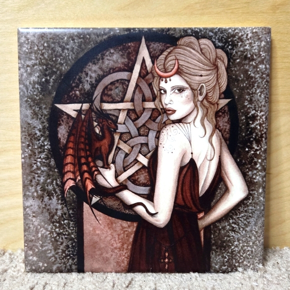 Lanka Wall tiles Other - Jessica Galbreth Dragon Witch Ceramic Tile Art /Lanka Wall Tiles